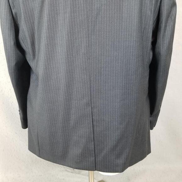 Joseph Abboud Blazer Mens 46S Charcoal Wool Pinstripe Two Button Notch Jacket - Picture 9 of 16